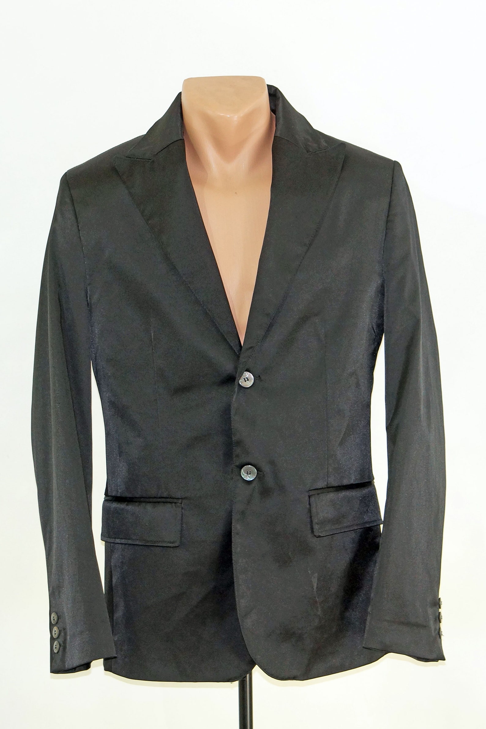 Chaqueta negra profunda brillante de los hombres. blazer Etsy España