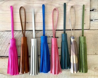 5&quot; Loop Through Style Leather Tassel - Handbag Accent, Keychain, Zipper Pull