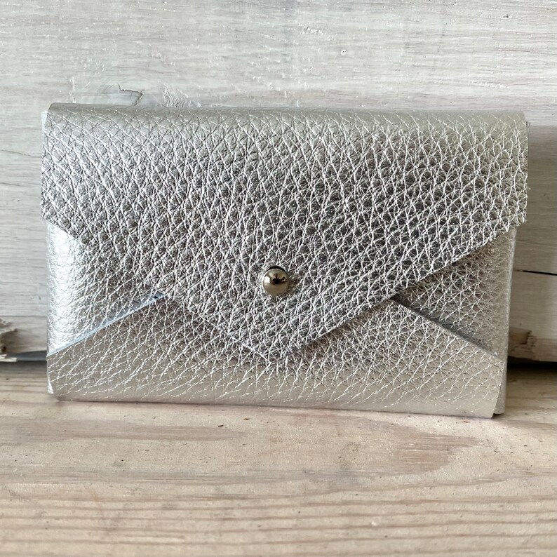 Cartera de cuero, tarjetero o tarjetero de visita - Rosa • Rojo • Púrpura • Blanco • Vino Metallic Silver
