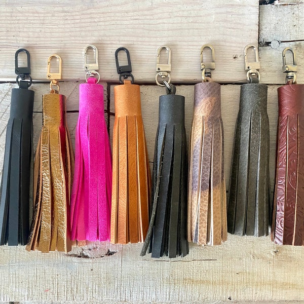 5" Leather Tassel for Handbag Accent, Keychain, Zipper Pull