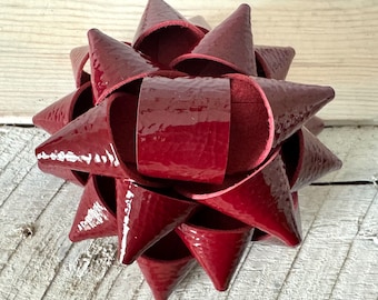 Patent Red Leather Reusable Gift Bow