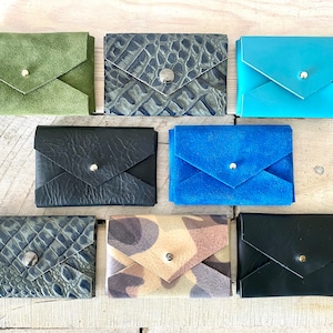 Cartera de cuero, tarjetero o tarjetero de visita - Azul • Verde • Especial • Azul marino