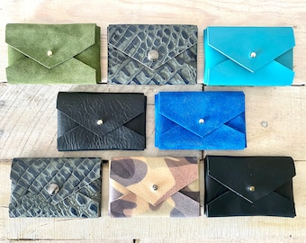 Cartera de cuero, tarjetero o tarjetero de visita - Azul • Verde • Especial • Azul marino