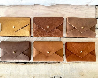 Cartera de cuero, tarjetero o tarjetero de visita - Marrón • Dorado • Chocolate • Espresso
