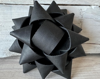 Black Leather Reusable Gift Bow