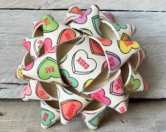 Candy Hearts Leather Reusable Gift Bow