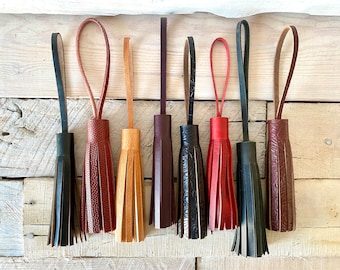 5&quot; Loop Through Style Leather Tassel - Handbag Accent, Keychain, Zipper Pull