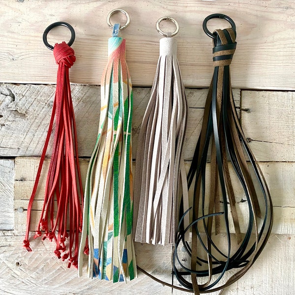 Long Leather Tassel for Handbag or Keychain