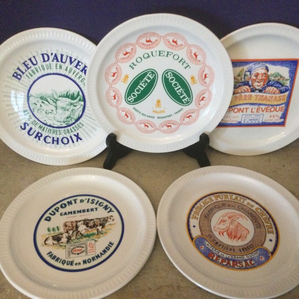 set of 5 vintage french cheese plates