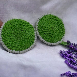 Handmade Fabric Cotton Thread Braided Fashion Women Earrings