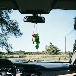 Crochet Plant, Crochet Plant Car Hanging, Car Accessories for Women, Succulent Car Plant Decor, Car Mirror Hanging Accessories