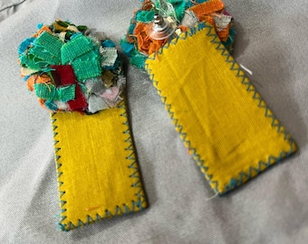 Recycelte Handgemachte Stoff Baumwolle Mode Frauen Ohrringe