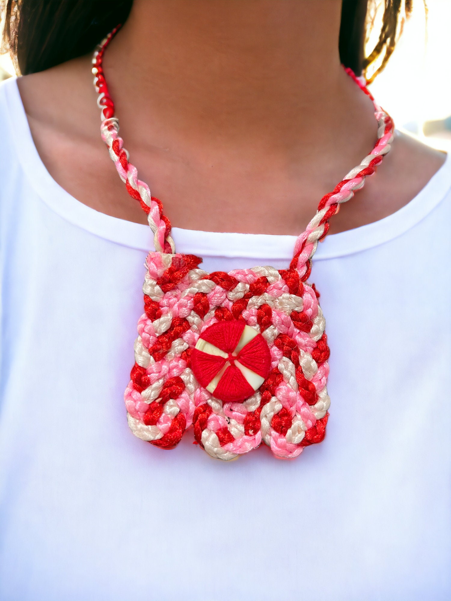 Braided silk thread necklace deals