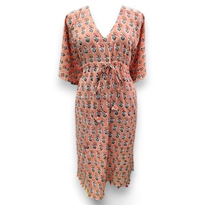Indian Floral Cotton Kaftan – Long Maxi Dress for Maternity, Sleepwear, Beachwear, and Resort Cover-Up