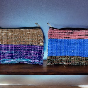 Chindi Rug Zipper Wallet Boho e exclusivo com listras coloridas e linhas, lindos acessórios femininos e meninas para uso diário, presente para ela