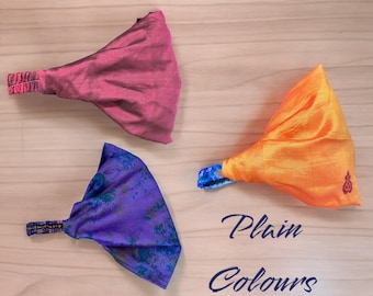 Handgemachtes Batik Seidensari Stirnband: Farbenfrohes Yoga Stirnband