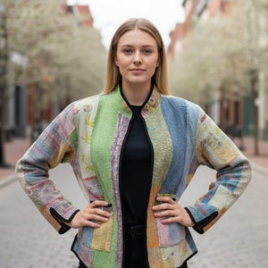 Handmade Kantha Ralli Patchwork Vintage Women Fashion Jacket