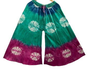 Handmade Tie Dye Palazzo Pants: Boho Wide Leg Cotton Flare Pants