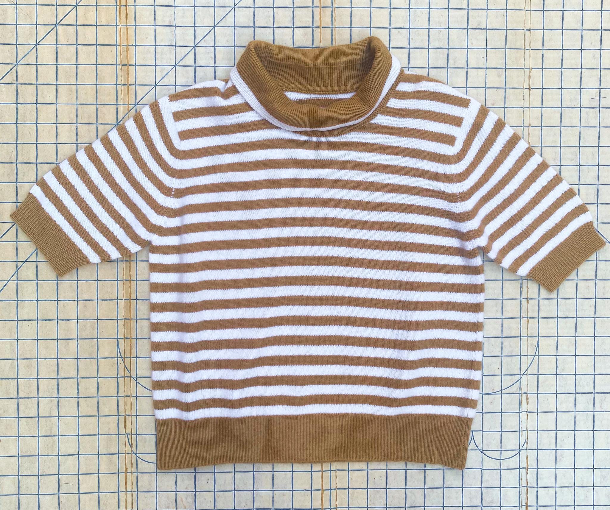 トップス 80s90s jaeger cashmere knit sweater Cashmere Waffle-knit Crewneck Sweater In Stripe For Women