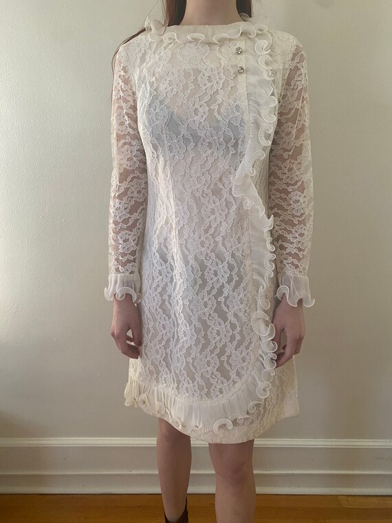 Short Sixty Dress Off White Lace Texture main image 1