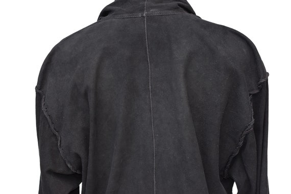 RARE Issey Miyake 80s Goth Black Suede Pullover T… - image 9