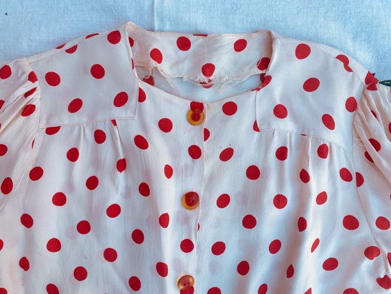 1930s Vintage Blouse with Bakelite Buttons Silk R… - image 7