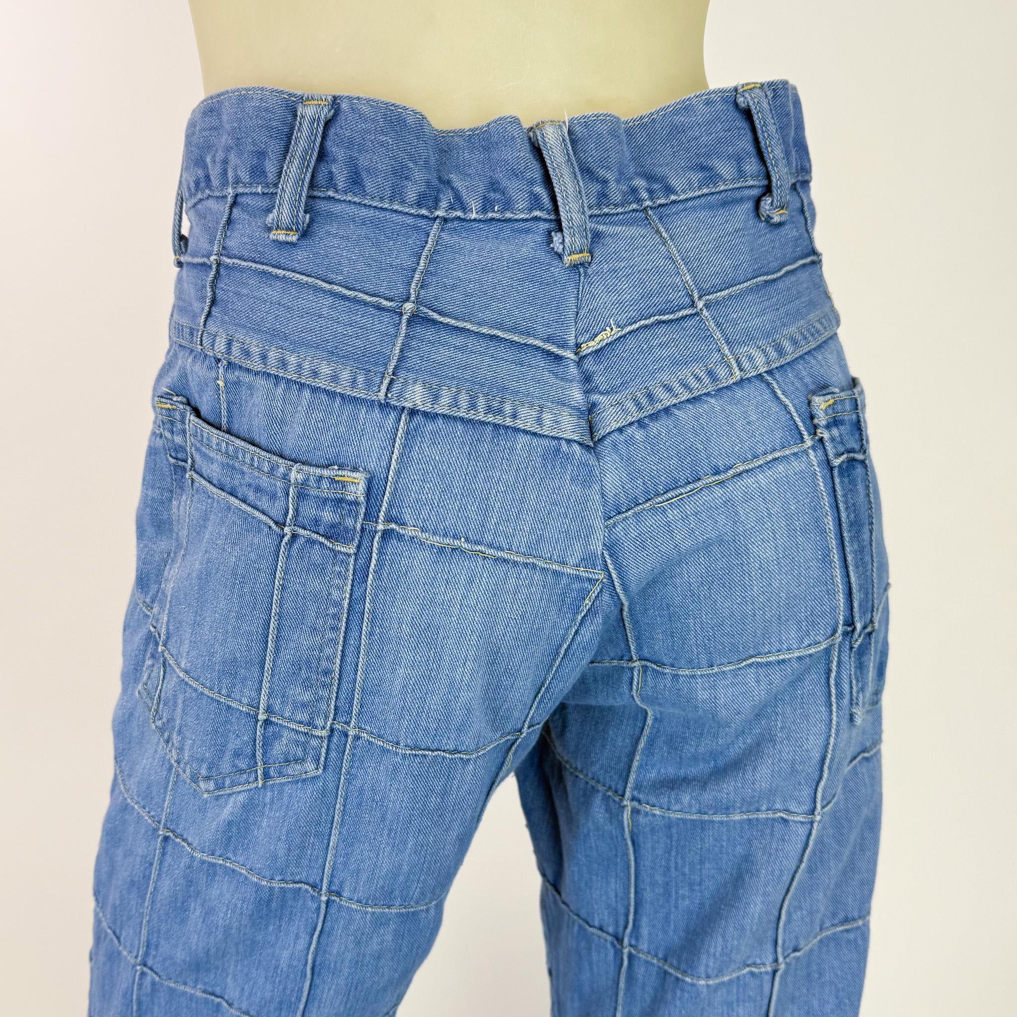 ヴィンテージ1970年代パッチワークデニムフレアパンツ – ハイウエスト 