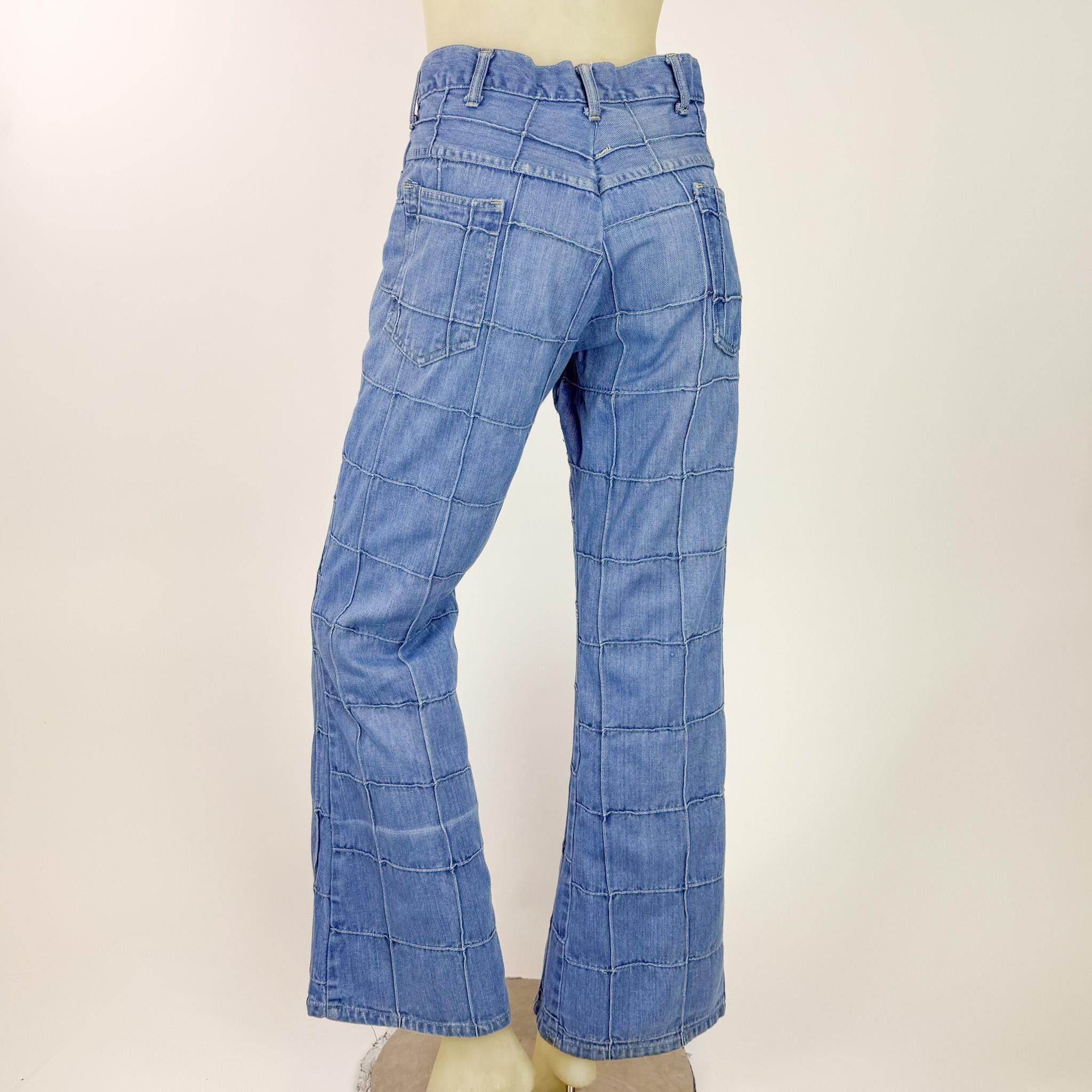 70s vintage ワイドデニム ベルボトム パッチワーク 古着 アメカジ 
