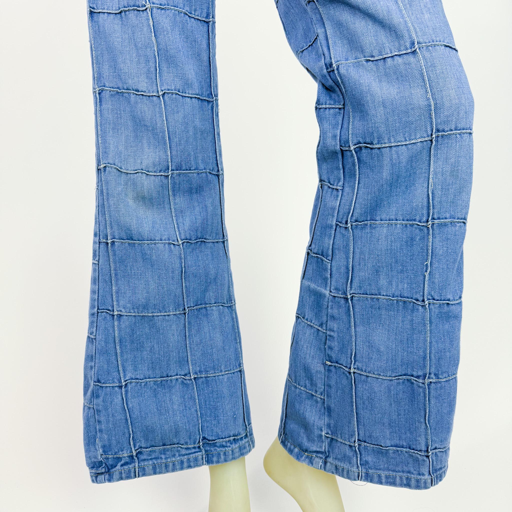 ヴィンテージ1970年代パッチワークデニムフレアパンツ – ハイウエスト 