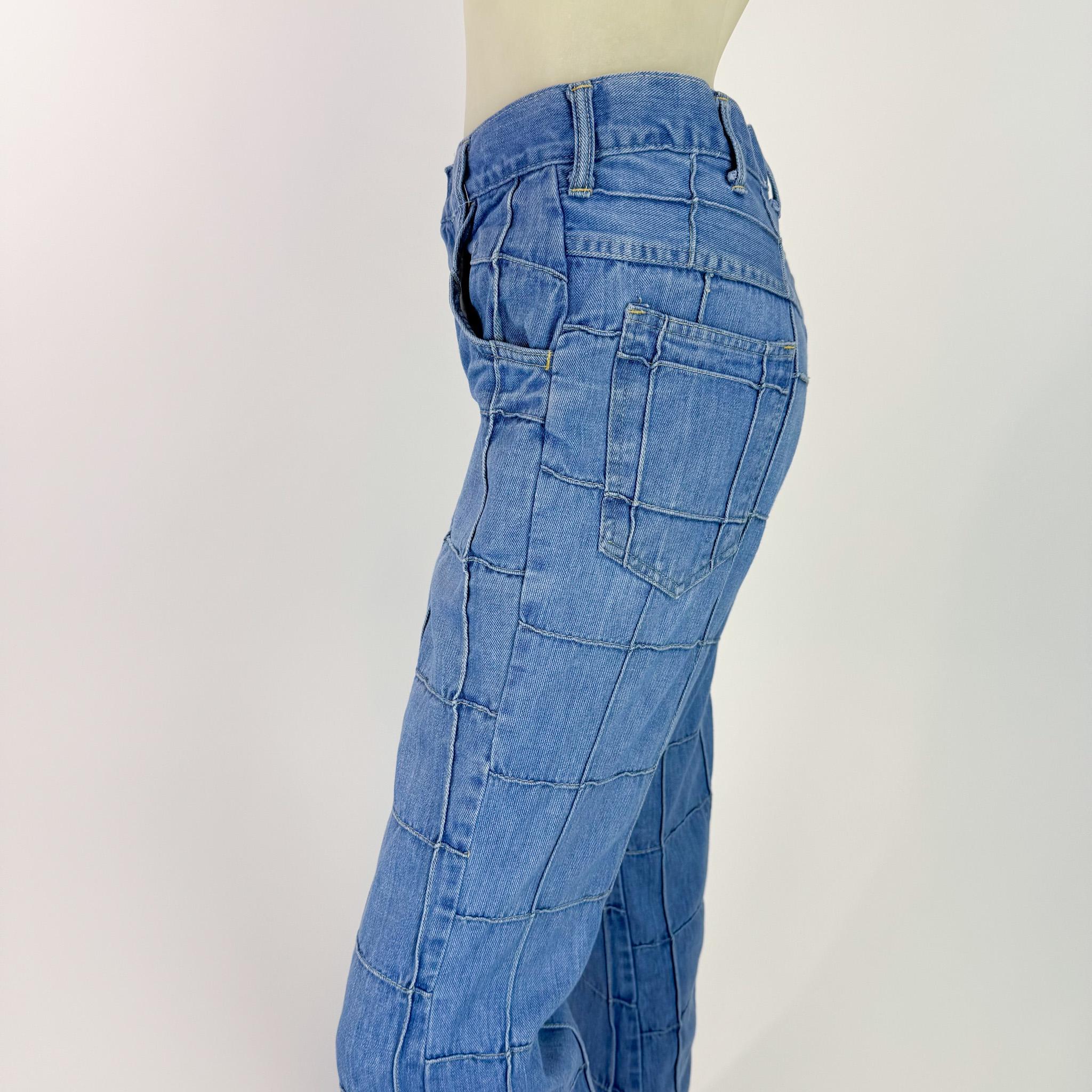 ヴィンテージ1970年代パッチワークデニムフレアパンツ – ハイウエスト 