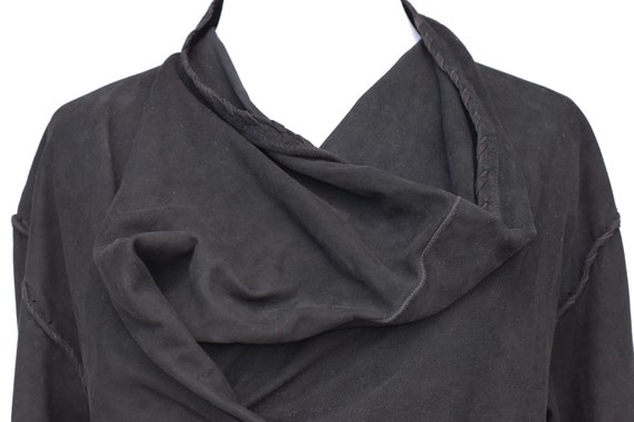 RARE Issey Miyake 80s Goth Black Suede Pullover T… - image 6