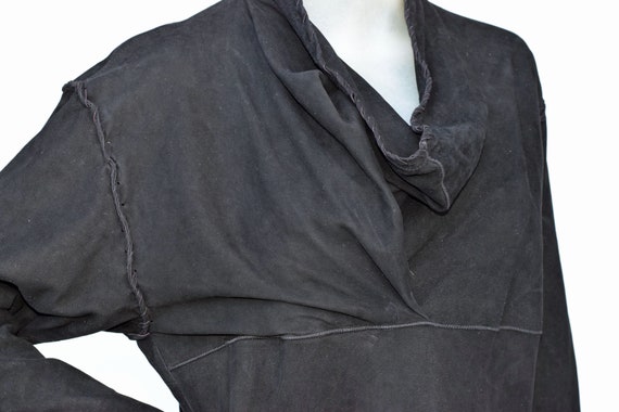 RARE Issey Miyake 80s Goth Black Suede Pullover T… - image 3