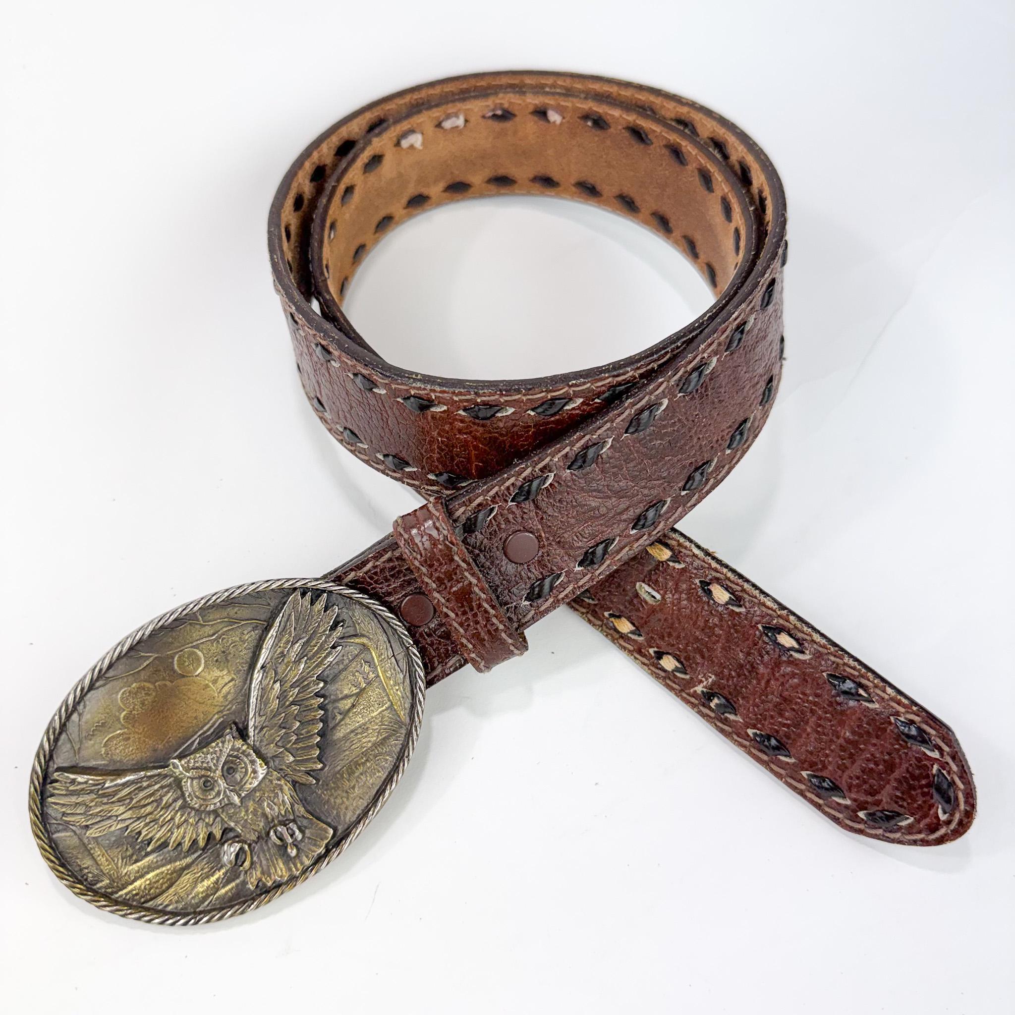 Owl Leather Belt - Etsy
