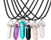Leather cord Crystal Necklace,Crystal Pendant,Crystal Point Necklace,Crystal Choker,Crystal Necklace,Crystal Pendulum,Opalite necklace