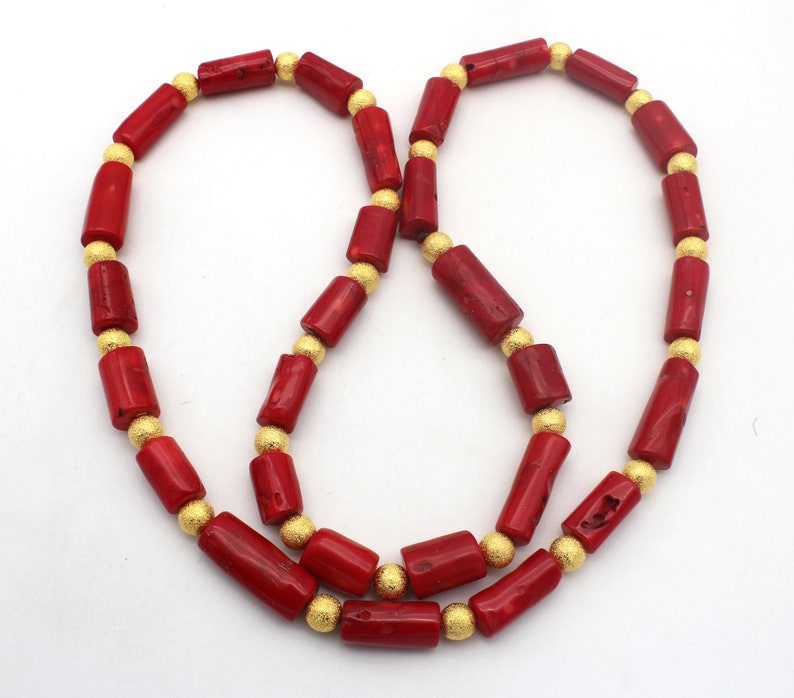 Charming African Natural Red Coral Beads Necklacechunky Coral Etsy