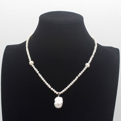Highly Large Black Baroque Pearl Pendant Necklace Etsy