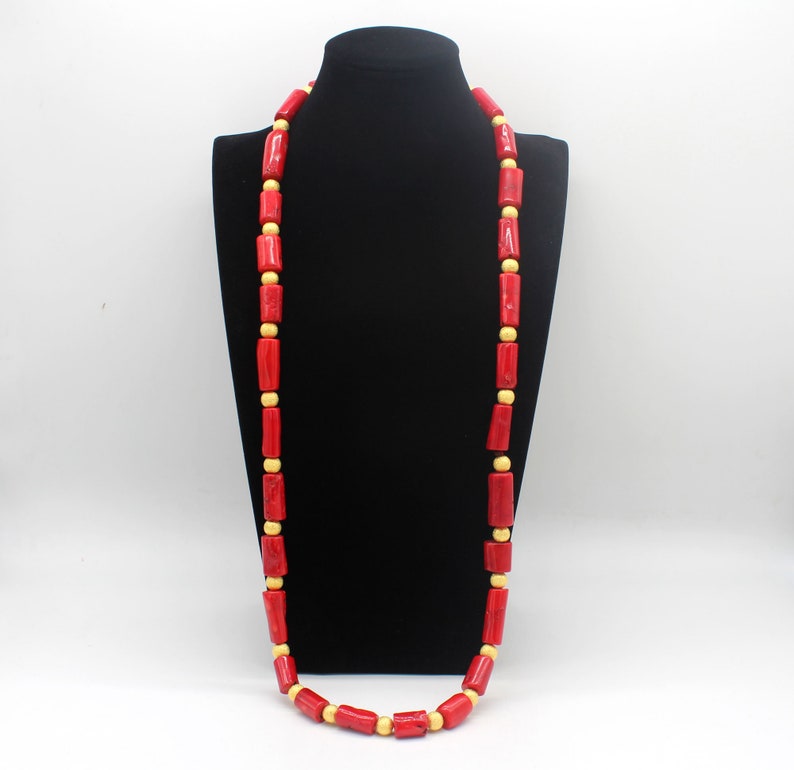 Charming African Natural Red Coral Beads Necklacechunky Coral Etsy