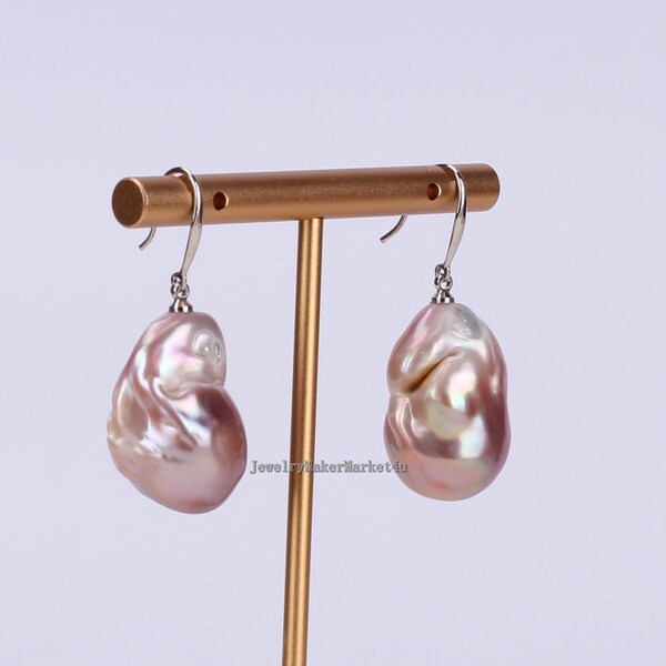 Bridal Pearls Earings, Wedding Drop Pearl Earrings, Pearl Dangle Earrings, Baroque Pearl Earrings, Purple Pearl Earrings, Gift for Her
