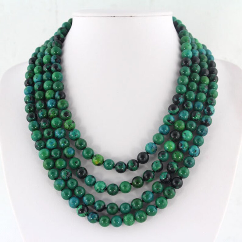 Charming 4 rows 8mm peacock stone Necklace,peacock stone Necklace Beads,Gemstone Statement Party Bridesmaids/&Wedding Gift Jewelry Necklace