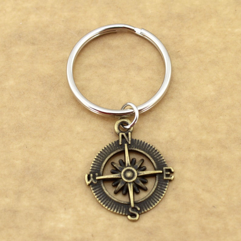 Bronze Compass Keychain Couples Anniversary Gift Couples Etsy