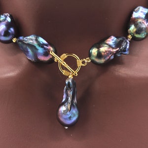 Highly Recommended Large Black Baroque Pearl Pendant Necklace Pearl ...