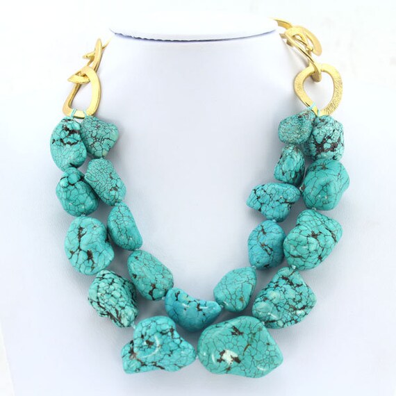 Big chunky turquoise necklace sale