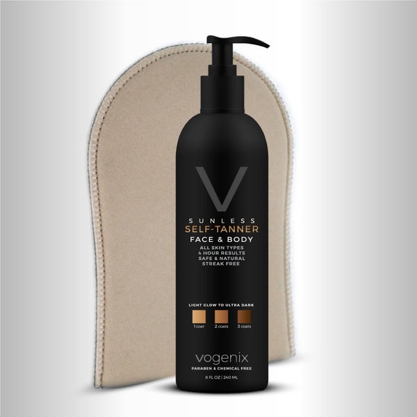 The Best Self-Tanner by Vogenix - All Natural & Organic - Free Application Mitt