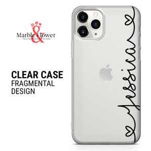 May include: Clear phone case with a black design of a heart and the word "blessed" on the right side. The case is for an iPhone with a camera bump.