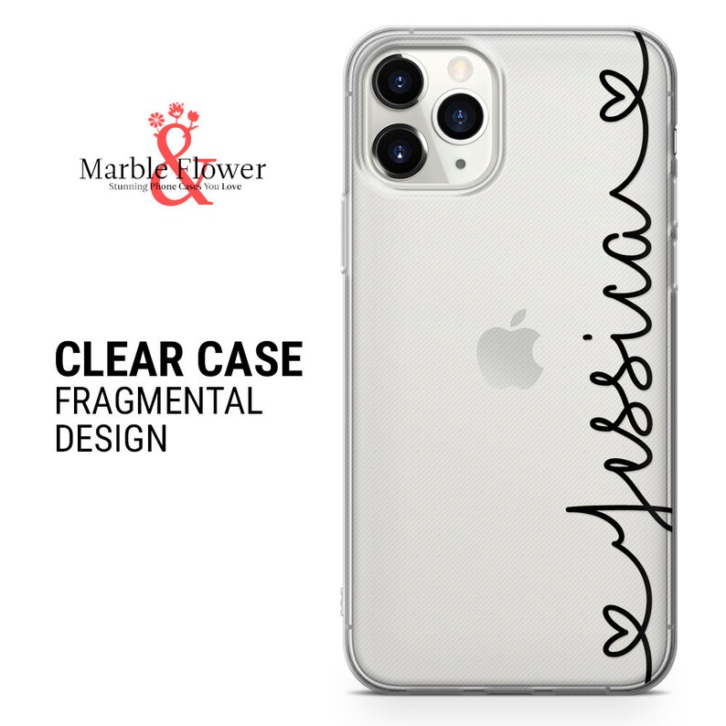 May include: Clear phone case with a black design of a heart and the word "blessed" on the right side. The case is for an iPhone with a camera bump.