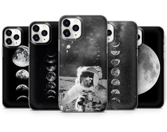 Moon Planets Astranaut Space Stars Black and White iphone 12, iphone 12 mini, iphone 11, iphone xr, Iphone 15 Phone Case iPhone 11PRO