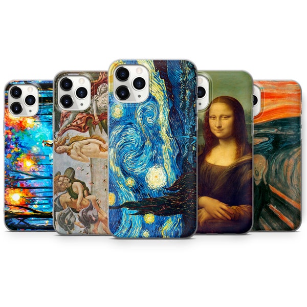 Art iphone 11 Mona Lisa Scream The Starry Night Birth of Venus Phone Case iPhone 13, 7 8+ XS, XR, 11PRO & Samsung S10 a51 a71, HUAWEI P20