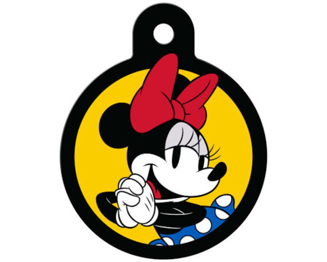 Minnie Mouse LARGE Circle Shape Personalized Custom Engraved Pet ID Tag ...
