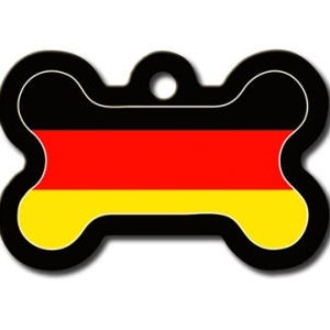 German Flag Flag LARGE Bone Shape Personalized Custom Engraved Pet ID Tag- Free Shipping