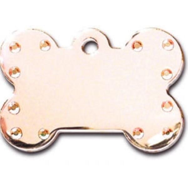 DIVA Diamond Dog Jeweled LARGE Bone Shape Custom Engraved Pet ID Tags- Free Shipping! - Rose Gold w/ Aurora Crystals
